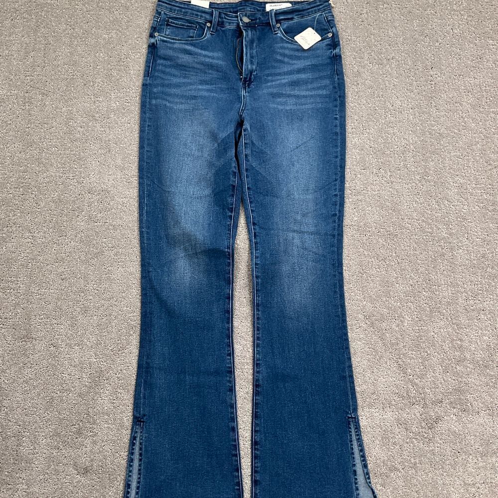 BLANKNYC x Free People Jeans 31R High-Rise Mini Flare Split‎ Hem 24EL2701 Cotton